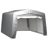 Cort Depozitare Gri 370x370 cm vidaXL, Otel Zincat, Impermeabil, Protectie UV, Pavilion Gradina