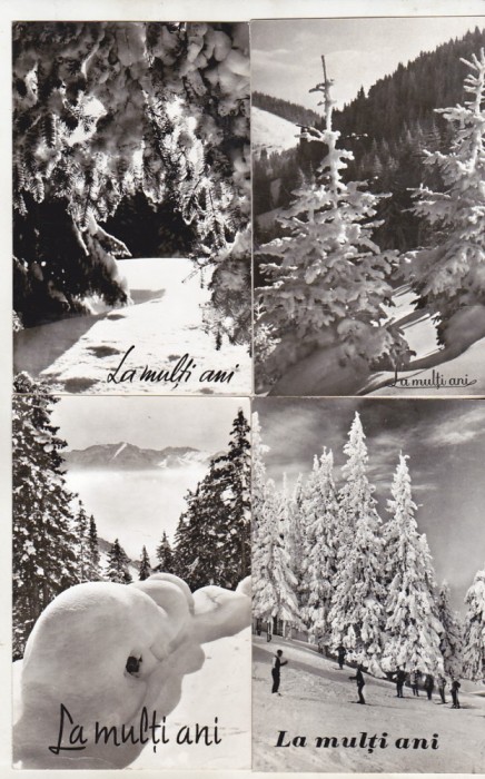 bnk cp Lot 8 felicitari sarbatorile de iarna - alb-negru - circulate/uzate