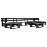 Cumpara ieftin Set mobilier gradina din paleti, 6 piese, negru, lemn