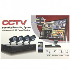 Sistem Supraveghere 4 Camere Video Exterior Infrarosu DVR Internet D1 foto