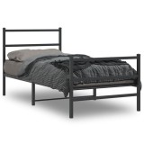 Cumpara ieftin Cadru pat metalic cu tăblii de cap/picioare&nbsp; negru, 90x190 cm