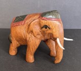 Elefant de parada - statueta din lemn natur, sculptat si pictat manual, specie protejata