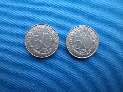 LOT 50 LIRE ,2 BUCATI ,ANII 90 , ANI DIFERITI / ITALIA foto