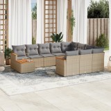 vidaXL Set canapele de grădină, 11 piese, cu perne, bej, poliratan 3226367