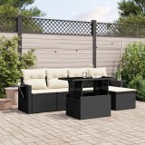 Gossi set mobilier de gradina cu perne, 6 piese, negru, poliratan