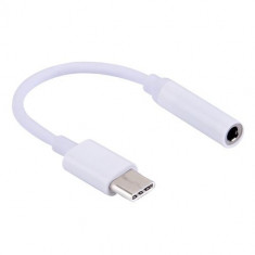 Cablu adaptor USB Tip C tata - jack 3.5 mm mama Alb foto