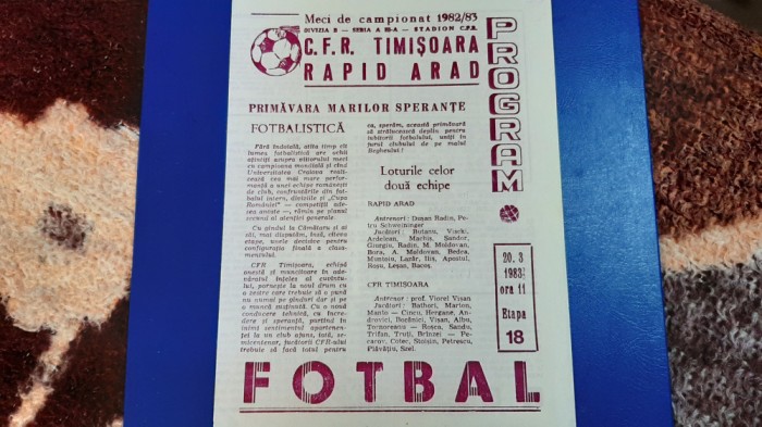 program CFR Timisoara - Rapid Arad