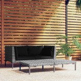 VidaXL Set mobilier grădină 3 piese, gri &icirc;nchis, poliratan semi-rotund
