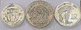 MAURITIUS Set / Lot 12 , 3 Monede : 1 Rupee 1990 + 5 Rupees 1991 + 10 Rupees 1997, Africa, Cupru-Nichel