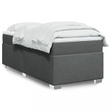 VidaXL Pat box spring cu saltea, gri &icirc;nchis, 80x200 cm, textil 3285089