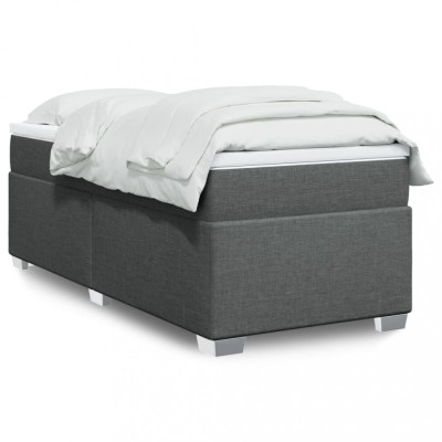 vidaXL Pat box spring cu saltea, gri &amp;icirc;nchis, 80x200 cm, textil 3285089 foto