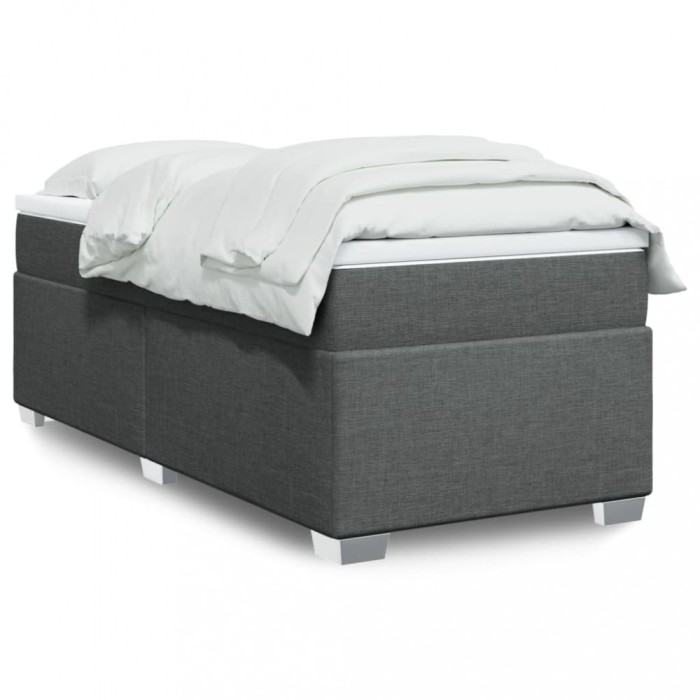 vidaXL Pat box spring cu saltea, gri &icirc;nchis, 80x200 cm, textil 3285089