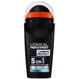 Antiperspirant roll-on pentru barbati, L&amp;#039;oreal Paris, Carbon Ice, 50 ml