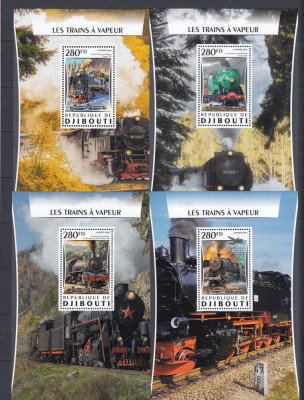 Djibouti 2016 - LOCOMOTIVE - 4 Colite de lux - MNH foto