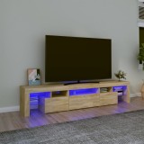 VidaXL Comodă TV cu lumini LED, stejar sonoma, 200x36,5x40 cm