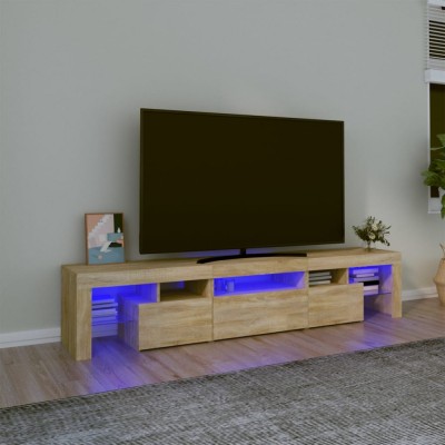Comodă TV cu lumini LED, stejar sonoma, 200x36,5x40 cm foto