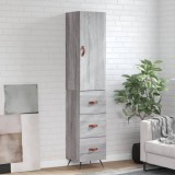 Cumpara ieftin Dulap &icirc;nalt, gri sonoma, 34,5x34x180 cm, lemn prelucrat