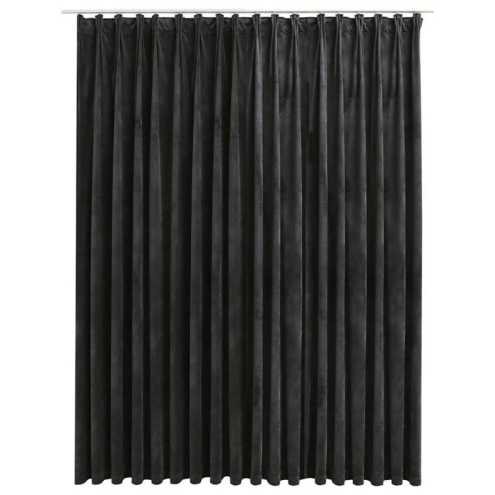 Draperie opaca, antracit, 290 x 245 cm, catifea, cu carlige