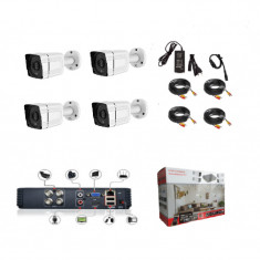 Kit 4 camere supraveghere Full HD 1080p, IR 30m + DVR 4 canale + Sursa + Cablu + Splitter foto