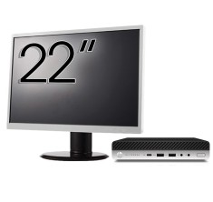 Pachet Calculator Second Hand HP EliteDesk 800 G3 Mini PC, Intel Core i7-7700T 2.90 - 3.80GHz, 8GB DDR4, 256GB SSD, Wi-Fi + Monitor 22 Inch NewTechnol