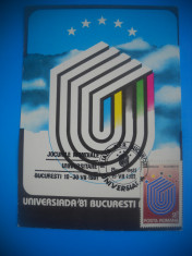 HOPCT MAXIMA 97801 JOCURILE MONDIALE UNIVERSITARE BUCURESTI 1981 ROMANIA foto