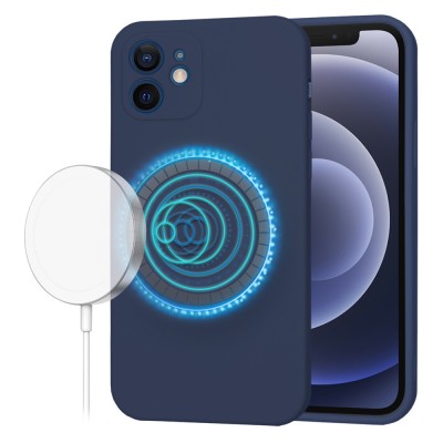 Husa silicon iPhone 12 Techsuit SoftFlex MagSafe, bleumarin foto