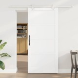 Ușă Glisantă cu Set de Hardware Alb 93x202 cm Lemn Solid de Pin