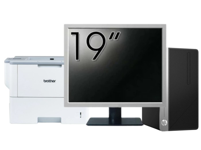 Pachet Calculator Second Hand HP ProDesk 400 G5 MT, Intel Core i5-8500 3.00 - 4.10GHz, 8GB DDR4, 512GB SSD + Monitor 19&amp;quot; + Imprimanta Brother HL-