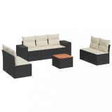 Cumpara ieftin Set mobilier de gradina cu perne, 8 piese, negru, poliratan