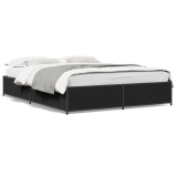 Cumpara ieftin Cadru de pat, negru, 120x190 cm, lemn prelucrat si metal
