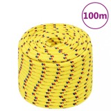 VidaXL Fr&acirc;nghie de barcă, galben, 12 mm, 100 m, polipropilenă