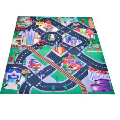Covoras pentru copii cu design de masinute de curse, Multicolor, 80 x 70 cm foto