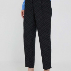 Sisley pantaloni femei, culoarea negru, fason tigareta, high waist