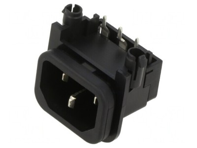 Conector Alimentare AC 10A 250V IEC 60320 THT foto