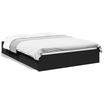vidaXL Cadru de pat cu sertare, negru, 120x200 cm, lemn prelucrat foto