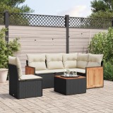 Cumpara ieftin Gossi set mobilier de gradina cu perne, 6 piese, negru, poliratan