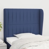 VidaXL Tăblie de pat cu aripioare, albastru, 83x23x118/128 cm, textil