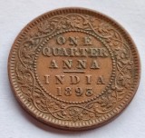 44. Moneda India 1 quarter anna 1893, Asia