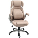 Vinsetto Scaun de Birou Ergonomic cu Brațe Rabatabile, Tetieră, Suport Lombar și &Icirc;nălțime Reglabilă, 68x76x117 cm, Maro | Aosom Romania
