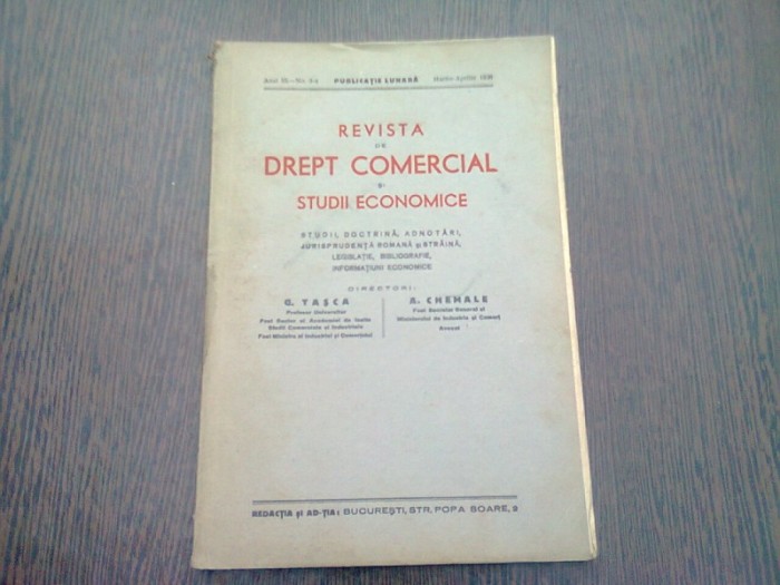 REVISTA DE DREPT COMERCIAL SI STUDII ECONOMICE NR.3-4/1936