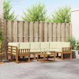 vidaXL Set de canapele de exterior cu pernă 8 pcs Natural și Crem 3366143