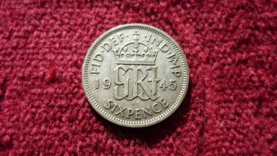 6 PENCE 1945 ARGINT ***** foto