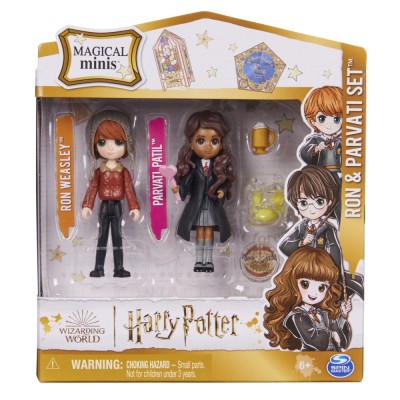 HARRY POTTER WIZARDING WORLD MAGICAL MINIS SET 2 FIGURINE RON SI PARVATI foto