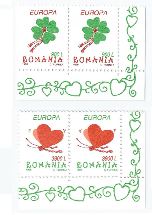 |Romania, LP 1449/1998, Europa &#039;98 - Martisor, pereche, MNH