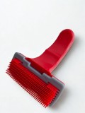Perie retractabila pentru animale cu buton curatare, plastic, par mediu-lung, 15cm