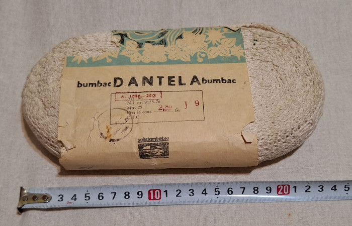 Dantela din bumbac fabricata in anul 1976 la Intreprind Solidaritatea Satu Mare