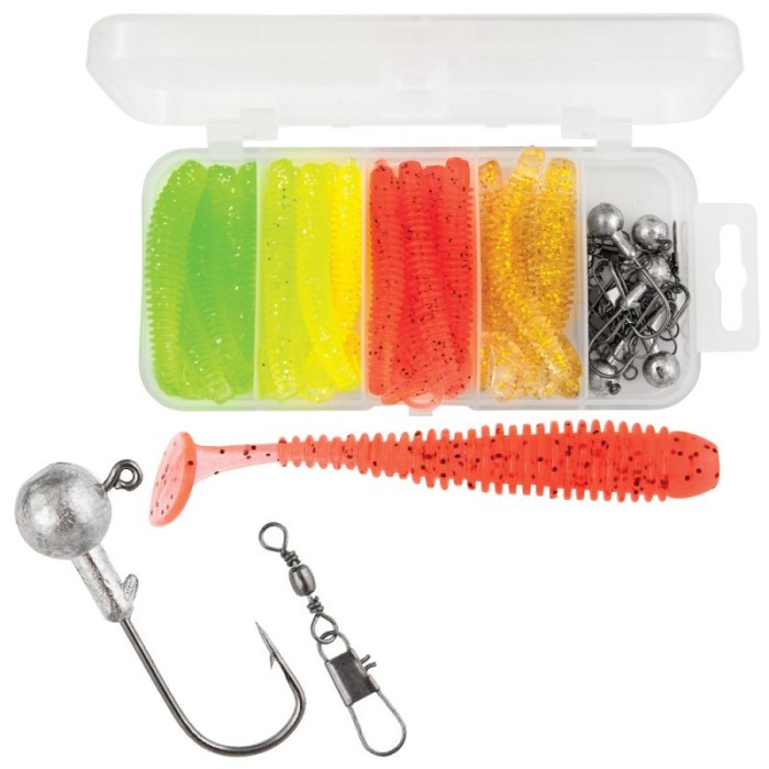 Set 20 Shad (6cm) + jig + varteje&amp;agrafe (Set D)