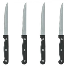 Set Cuțite, Model Tac&acirc;muri pentru Masă, Lamă Zimțată Oțel Inoxidabil, 4 Bucăți