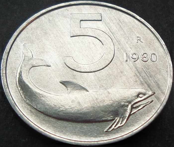 Moneda 5 LIRE - ITALIA, anul 1980 *cod 3495 = A.UNC