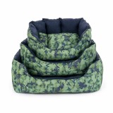 Set 3 Paturi Căptușite pentru C&acirc;ini și Pisici, Model Camuflaj Verde